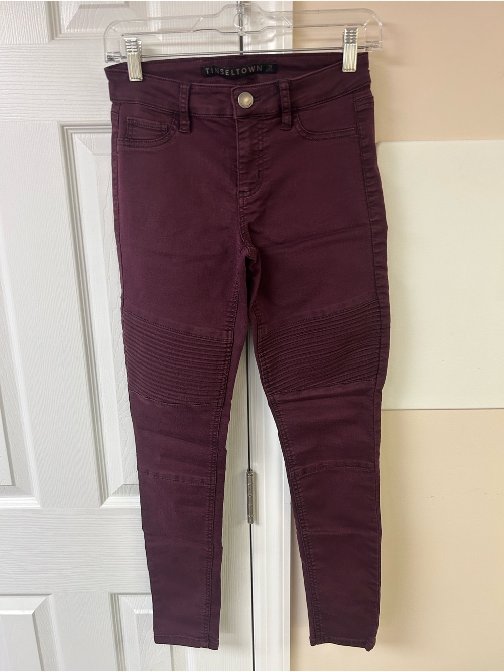 Tinseltown Burgandy Skinny Jeans